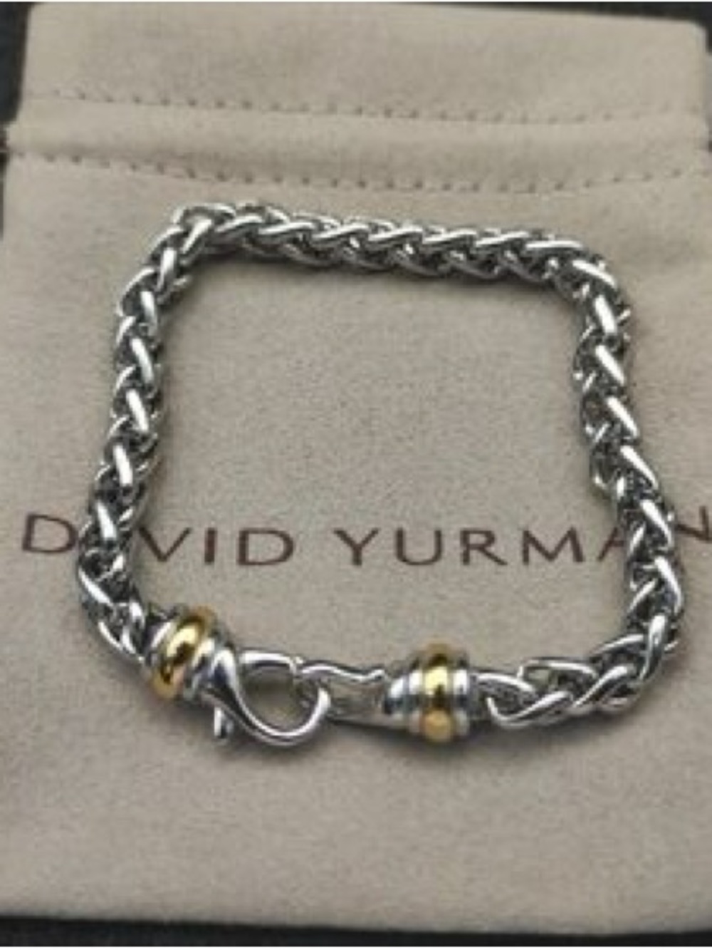 David Yurman Two-Tone Cable Chain Bracelet - Silver & Gold 19cm